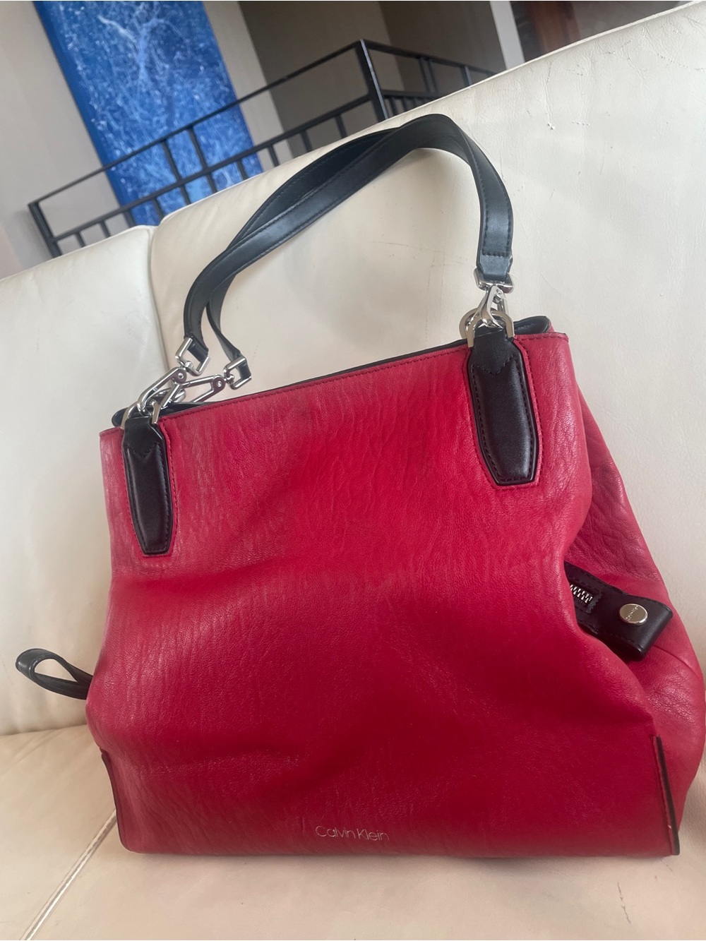 ❤️🖤❤️ Calvin Klein Crimson and Black bag w/ Shiny Silver HW - Bold & Bitchin’!